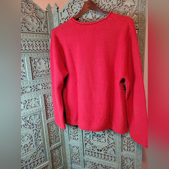 Vintage Red Striped Patch Sweater | Red & Pinstripe | Large - Picture 7 of 11